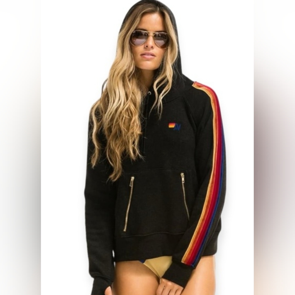 Aviator Nation Velvet 5 Stripe Hoodie
